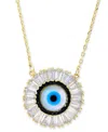 Macy's Cubic Zirconia & Enamel Evil Eye Pendant Necklace In 14k Gold-plated Sterling Silver, 16" + 1" Exten In Yellow