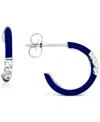 Macy's Cubic Zirconia & Enamel Small C-hoop Earrings, 0.55" In Blue