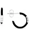 Macy's Cubic Zirconia & Enamel Small C-hoop Earrings, 0.55" In Black