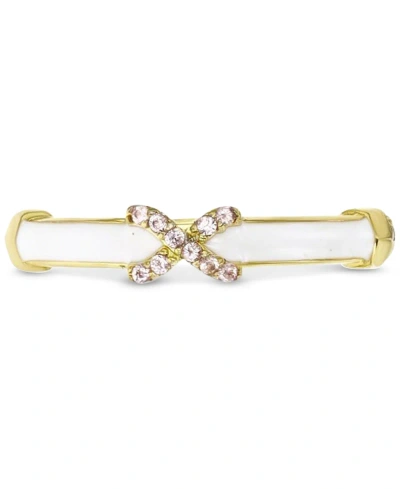 Macy's Cubic Zirconia & Enamel X Band In 14k Gold-plated Sterling Silver