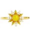 Macy's Cubic Zirconia & Hand-painted Enamel Sun Ring In Gold