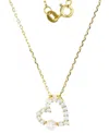 Macy's Cubic Zirconia & Imitation Pearl Open Heart Pendant Necklace In 14k Gold-plated Sterling Silver, 16" In Gold