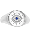 Macy's Cubic Zirconia & Lab Grown Blue Spinel Accent Evil Eye Ring In Sterling Silver In Silver