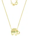 Macy's Cubic Zirconia & Lab-grown Green Nano (1/10 Ct. T.w.) Good Luck Baby Elephant Pendant Necklace, 16" In Gold