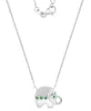 MACY'S CUBIC ZIRCONIA & LAB-GROWN GREEN NANO (1/10 CT. T.W.) GOOD LUCK BABY ELEPHANT PENDANT NECKLACE, 16" 