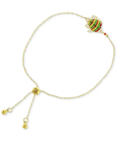 Macy's Cubic Zirconia & Multicolor Enamel Fish Bolo Bracelet In Gold