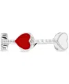 Macy's Cubic Zirconia & Red & White Enamel Heart Ring In Sterling Silver (also In Black Spinel) In Red  White