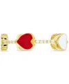 MACY'S CUBIC ZIRCONIA & RED & WHITE ENAMEL POLISHED HEART RING IN 14K GOLD-PLATED STERLING SILVER