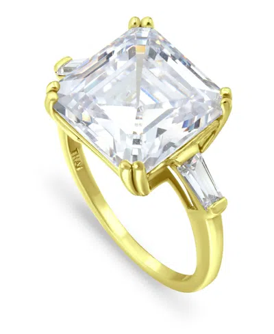 Macy's Cubic Zirconia Asscher Cut Center Stone Ring In Gold Plate