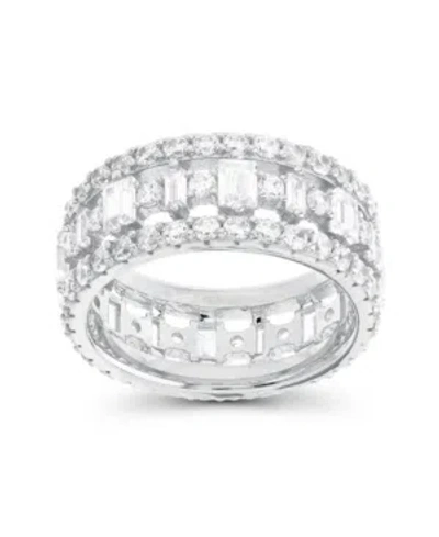 Macy's Cubic Zirconia Baguette And Round Eternity Ring In White