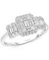 Macy's Cubic Zirconia Baguette Cluster Ring In Sterling Silver In Sterling Silver