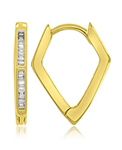 Macy's Cubic Zirconia Baguette Rhombic Huggie Earrings In 14k Yellow Gold Over Sterling Silver