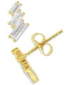 Macy's Cubic Zirconia Baguette Stud Earrings In 14k Gold-plated Sterling Silver In Yellow Gold