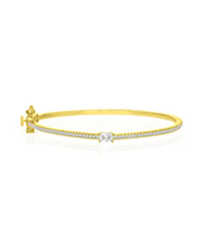 Macy's Cubic Zirconia Bangle Bracelet In 14k Yellow Gold Over Sterling Silver In Multi
