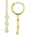 Macy's Cubic Zirconia Bezel Dangle Drop Earrings In 14k Gold-plated Sterling Silver In Gold