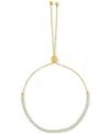 Macy's Cubic Zirconia Bezel-set Cable Link Bolo Bracelet In 10k Gold In Gold