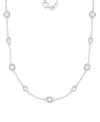 Macy's Cubic Zirconia Bezel Station 18" Collar Necklace In Sterling Silver In Silver