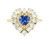 MACY'S CUBIC ZIRCONIA BLUE & WHITE HEART HALO RING IN 14K GOLD-PLATED STERLING SILVER