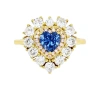Macy's Cubic Zirconia Blue & White Heart Halo Ring In 14k Gold-plated Sterling Silver In Blue