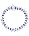 MACY'S CUBIC ZIRCONIA BLUE & WHITE MARQUISE ZIGZAG TENNIS BRACELET IN STERLING SILVER