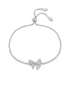 Macy's Cubic Zirconia Bow Adjustable Bracelet In Silver