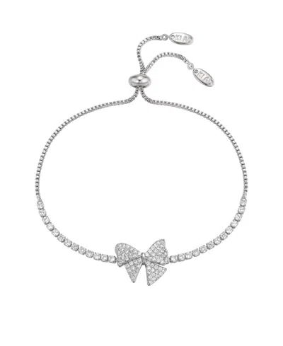 Macy's Cubic Zirconia Bow Adjustable Bracelet In Silver