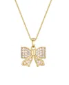 Macy's Cubic Zirconia Bow Pendant Necklace In Gold