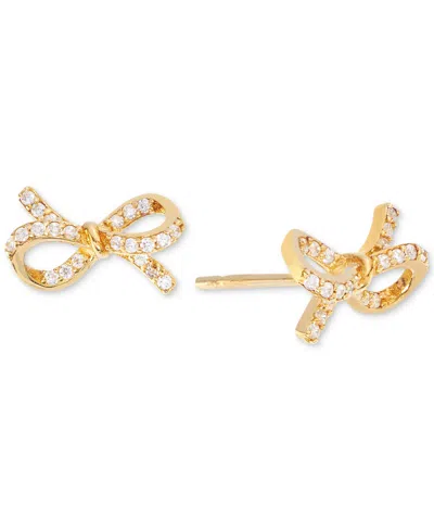 Macy's Cubic Zirconia Bow Stud Earrings (3/8 Ct. T.w.) In 14k Gold Over Sterling Silver