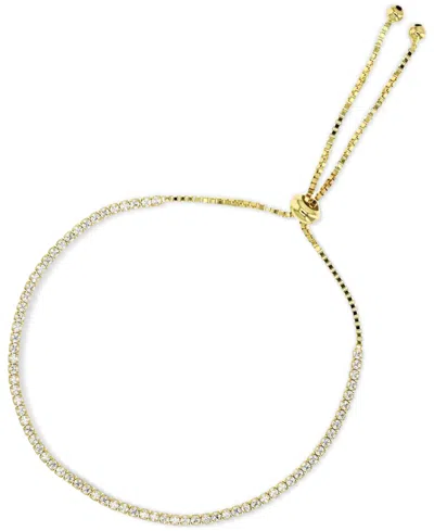 Macy's Cubic Zirconia Box Link Bolo Bracelet In Gold