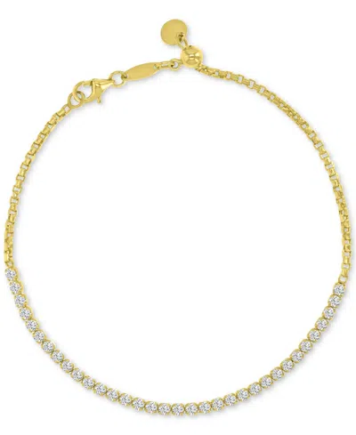 Macy's Cubic Zirconia Box Link Chain Bracelet In 10k Gold