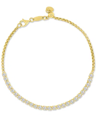 Macy's Cubic Zirconia Box Link Semi Tennis Bracelet In 10k Gold