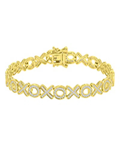 Macy's Cubic Zirconia Bracelet In 14k Yellow Gold Over Sterling Silver In Metallic