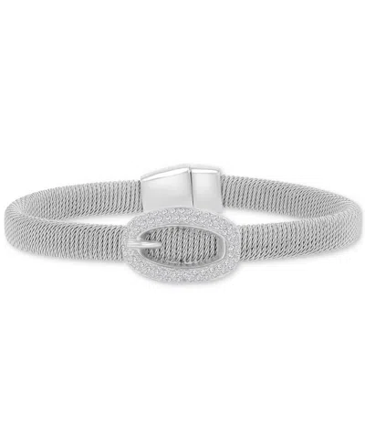 Macy's Cubic Zirconia Buckle Charm Bracelet In Sterling Silver (also In 14k Gold Over Sterling Silver) In Pattern