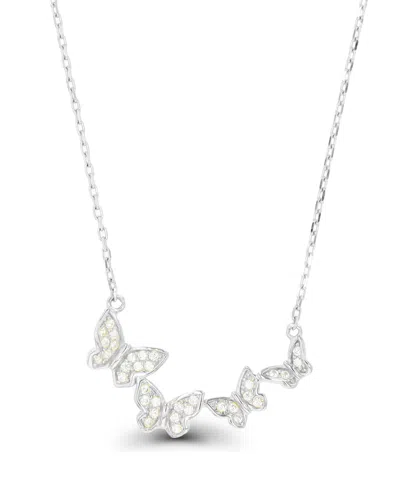 Macy's Cubic Zirconia Butterflies Necklace (1/3 Ct. T.w.) In Sterling Silver