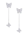 Macy's Cubic Zirconia Butterfly Chain Earrings In Silver Plate In Silver