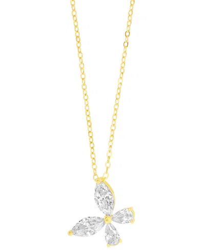 Macy's Cubic Zirconia Butterfly Pendant Necklace In Gold