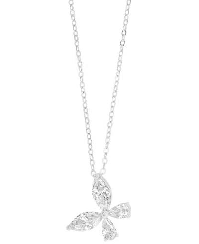 Macy's Cubic Zirconia Butterfly Pendant Necklace In Silver