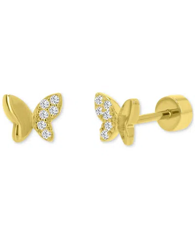 Macy's Cubic Zirconia Butterfly Stud Earrings (1/10 Ct. T.w.) In 14k Gold-plated Sterling Silver