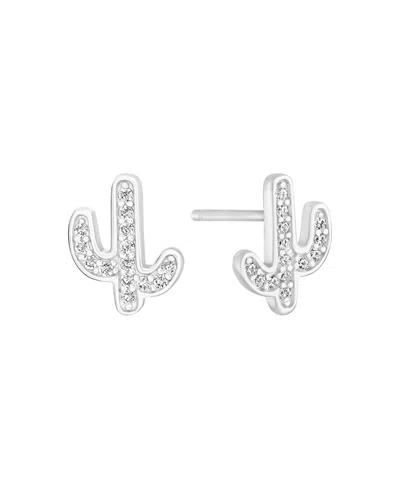 Macy's Cubic Zirconia Cacus Stud Earrings In Silver