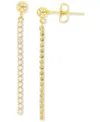 MACY'S CUBIC ZIRCONIA CHAIN & POLISHED BALL LINEAR DROP EARRINGS