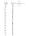 Macy's Cubic Zirconia Chain & Polished Ball Linear Drop Earrings In Silver