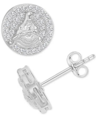 Macy's Cubic Zirconia Circle Cluster Disc Stud Earrings In Sterling Silver