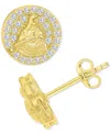 Macy's Cubic Zirconia Circle Cluster Disc Stud Earrings In Sterling Silver