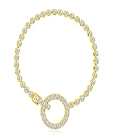 Macy's Cubic Zirconia Circle Tennis Bracelet In 14k Yellow Gold Over Sterling Silver In Multi