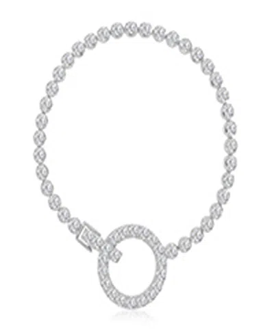 Macy's Cubic Zirconia Circle Tennis Bracelet In Rhodium Over Sterling Silver
