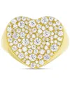 Macy's Cubic Zirconia Cluster Heart Ring In 14k Gold-plated Sterling Silver In Gold