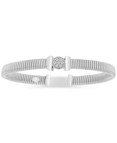 Macy's Cubic Zirconia Cluster Tubogas Cuff Bracelet In Silver