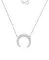 Macy's Cubic Zirconia Crescent Moon Pendant Necklace In Sterling Silver, 16" + 2" Extender In Silver