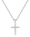 Macy's Cubic Zirconia Cross 16" Pendant Necklace In Sterling Silver In Sterling Silver