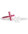 Macy's Cubic Zirconia Cross & Cluster Bypass Ring (also In Lab-grown Ruby) In Ruby